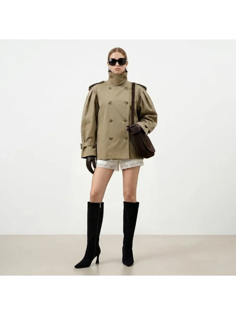 Women's Black Faux Suede Square Toe Side Zipper Fashion Heeled Tall Boots